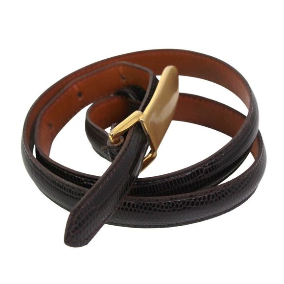 GUESS BROWN REAL LEATHER SNAKE PRINT 5/8"Wd SKINNY CASUAL WOMEN'S BELT Sz M(83T - Picture 4 of 16